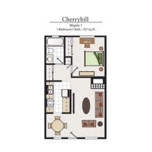 One Bedroom Plan A 08-12B floor plan