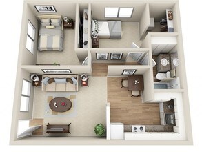 2 Bed 1 Bath 138 floor plan