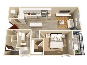 One Bedroom - B floor plan