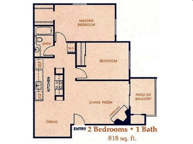 2-Bedroom, 1-Bathroom 203 floor plan