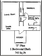1 Bed, 1 Bath Model floor plan