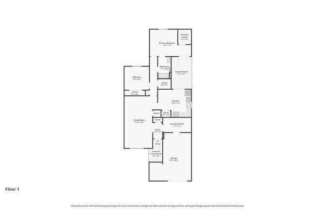 2 Bedroom 1.5 Bath floor plan