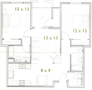 2BR/2.0BA floor plan