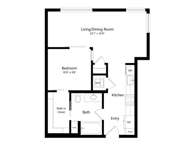 1X1 B floor plan