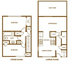 2 Bedroom 1 Bath 10 floor plan