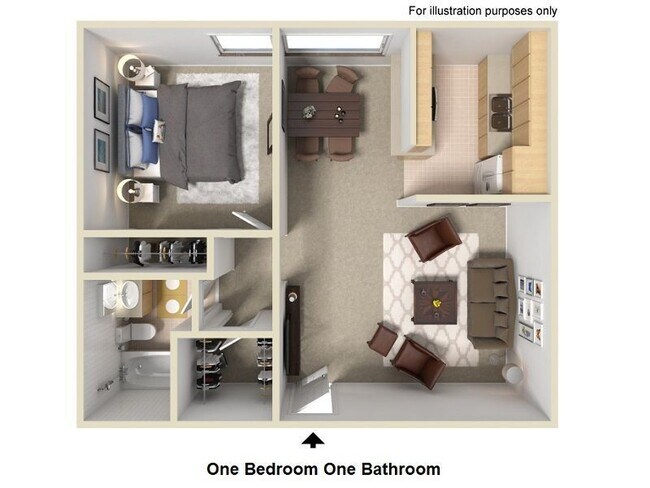One Bedroom One Bathroom floor plan
