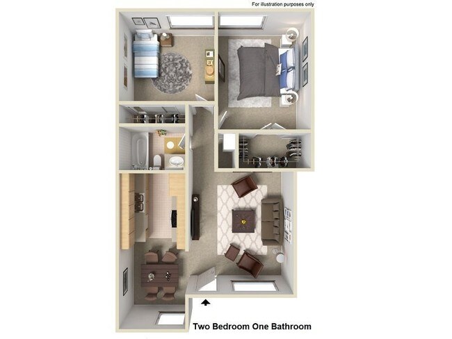 Two Bedroom One Bathroom floor plan