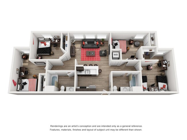 4BR/2BA - Point A Shared floor plan
