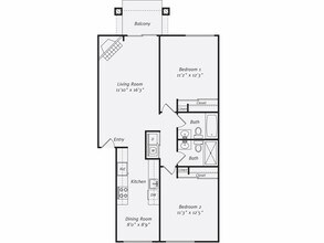 2 Beds • 2 Bath 00Q-1831 floor plan