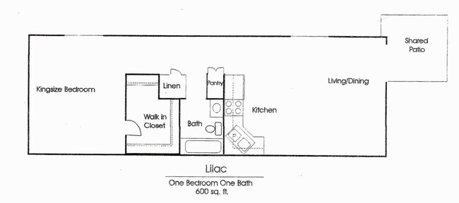 1 Bed, 1 Bath Model floor plan