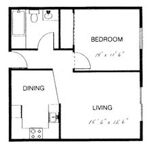1 BED/1BATH floor plan