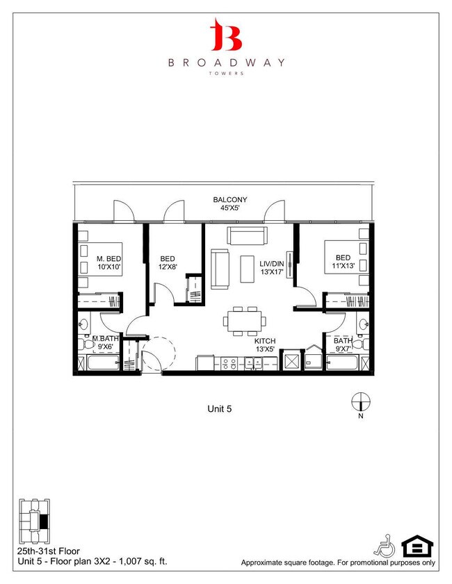 Broadway 5 3x2 3105 floor plan