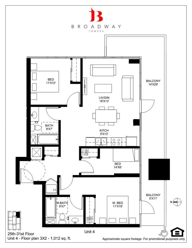 Broadway 4 2x2-DEN 2704 floor plan