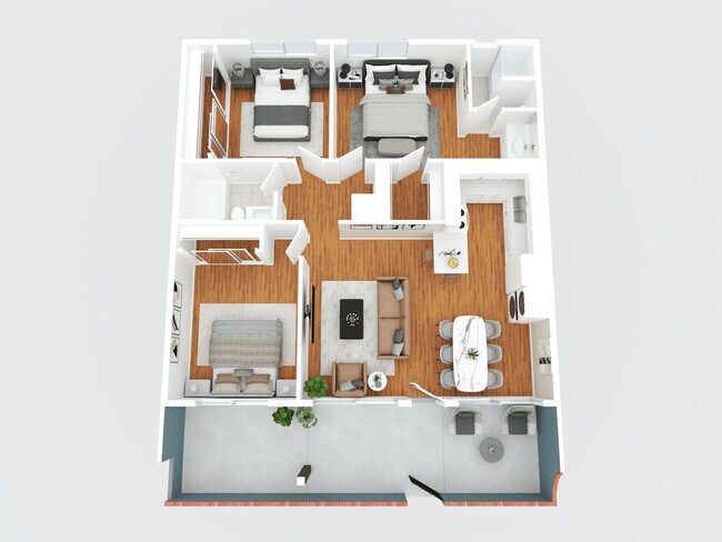 Extra Large 3 Bedroom 2 Bath 80 floor plan