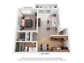 1 Bedroom 1 Bath AUCMGK floor plan