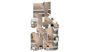 3 Bedroom | 1 Bath Private-Standard floor plan