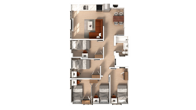 4 Bedroom | 1 Bath Private-Standard floor plan