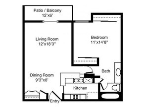 1BR/1BA 00T-204 floor plan