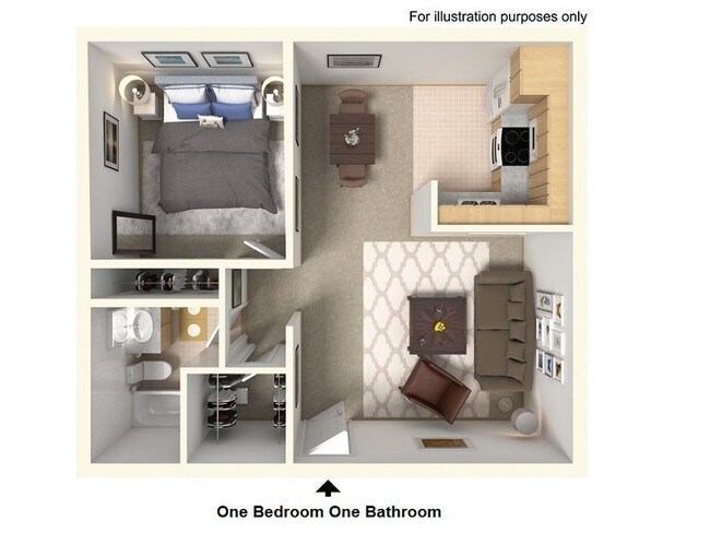 1 Bedroom 1 Bathroom floor plan