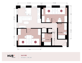 2x2 H Standard, Duo-Shared, Window Wall floor plan