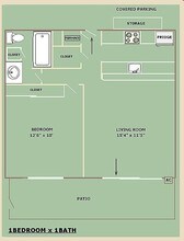 2 Bed 1.5 Bath floor plan