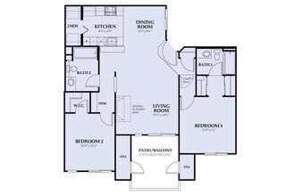 small 2bed/2bath/1064sqft 218 floor plan