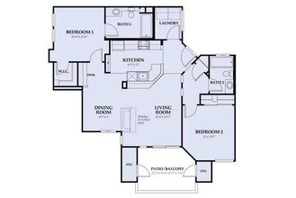 large 2bed/2bath/1113sqft 283 floor plan