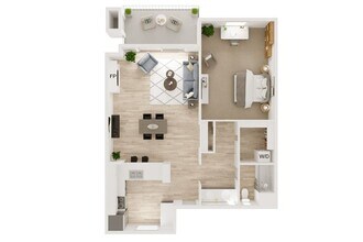 One Bedroom One Bath D 8HP206 floor plan