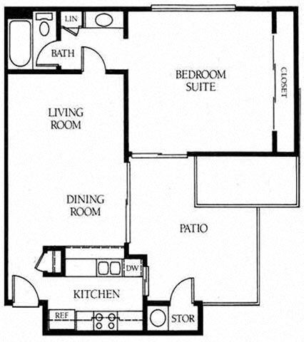 1B 1B floor plan