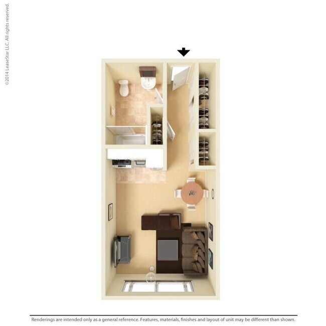 Medium Studio Renovated 112 floor plan