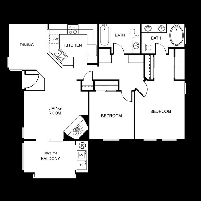 Villa Venezia (2BD/2BA, W&D) 0103 floor plan