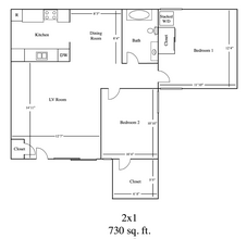 2BD, 1BTH A floor plan