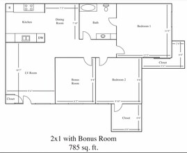 2BD, 1BTH B floor plan