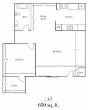 One Bed One Bath 40 floor plan