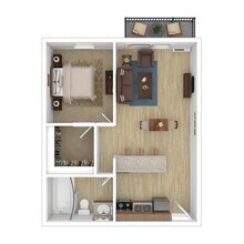 1 BR, 1 BA - Junior - 60% 2-29 floor plan