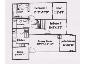 2x2 855 sq ft floor plan