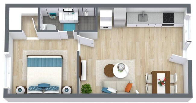 1 Bed | 1 Bath | C | Downstairs 9 floor plan