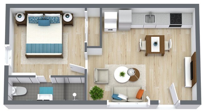 1 Bed | 1 Bath | D | Downstairs 57 floor plan