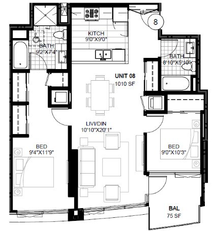 SPIRE 2F 3308 floor plan