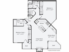2 Beds • 2 Bath 00E-3028 floor plan