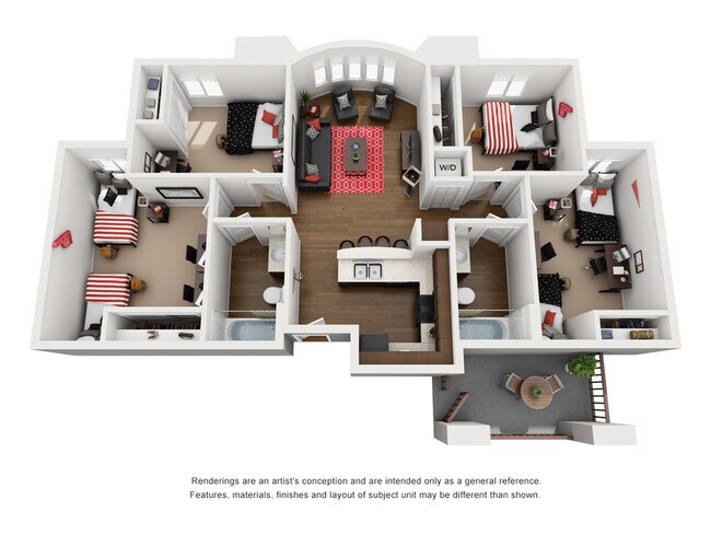 4BR/2BA - Mole 3-C Shared floor plan