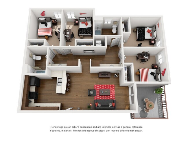4BR/2BA - Chia 4-D Private floor plan