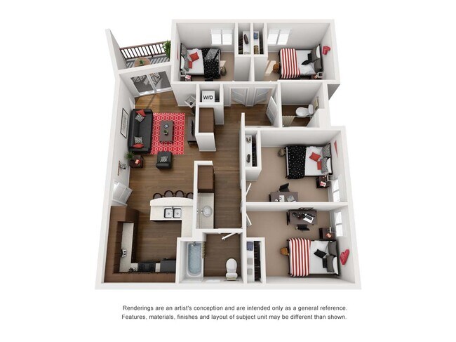 4BR/2BA - Cacao 1-A Private floor plan