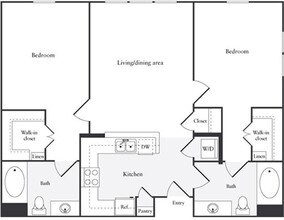 2 Bedrooms A 01-1097 floor plan