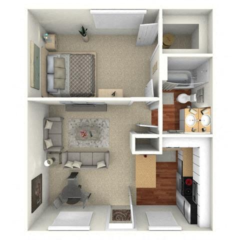 1 Bed 1 Bath Up 126 floor plan
