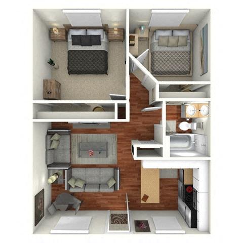 2 Bed 1 Bath Down 117 floor plan
