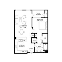 1 Bed, 1 Bath B 313 floor plan