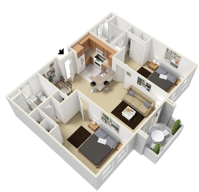 2 Bedroom & 2 Bathroom 21-305 floor plan