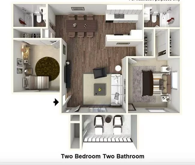 2 Bedroom 2 Bathroom floor plan