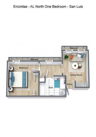 One Bedroom/One Bath - A1V S232 floor plan